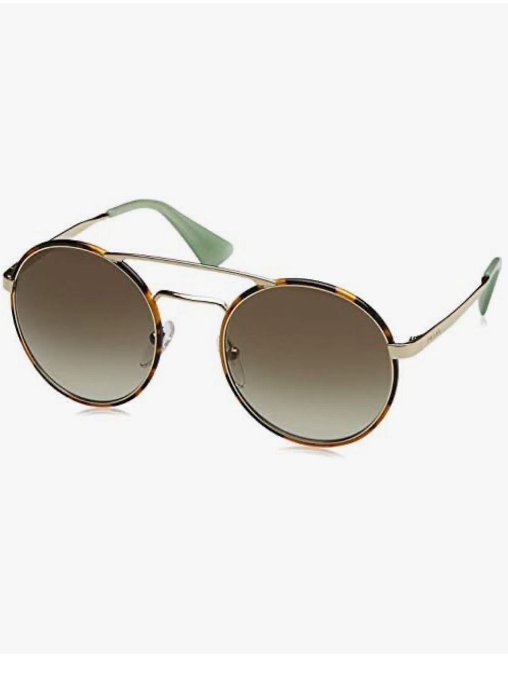 Prada SPR 51S 7S0-4K1 - Pale Gold/Green Gradient Grey - Round Metal Sunglasses